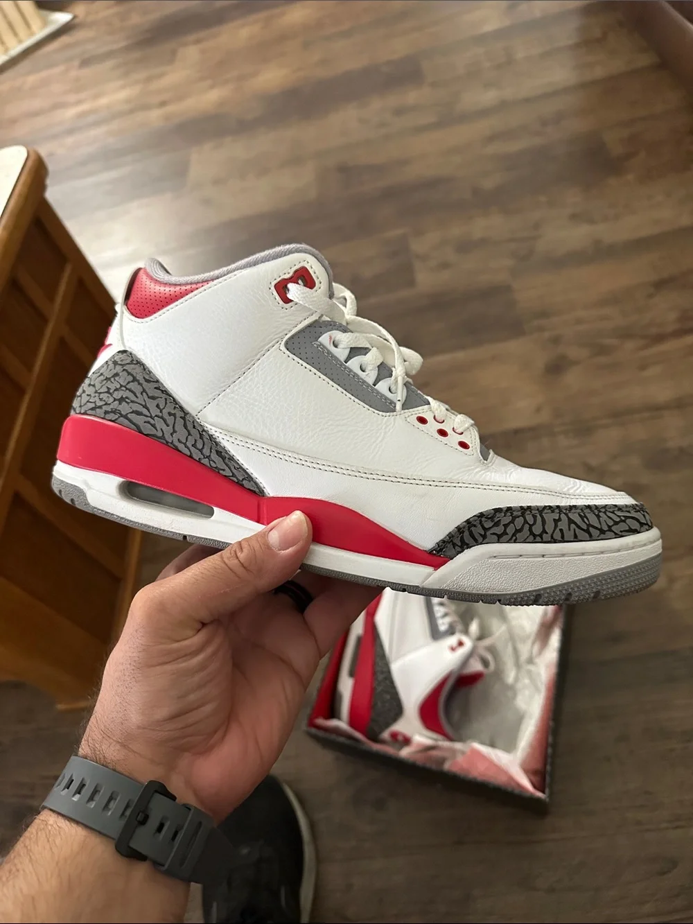 Jordan Men’s White, Red & Gray Retro Basketball Sneakers